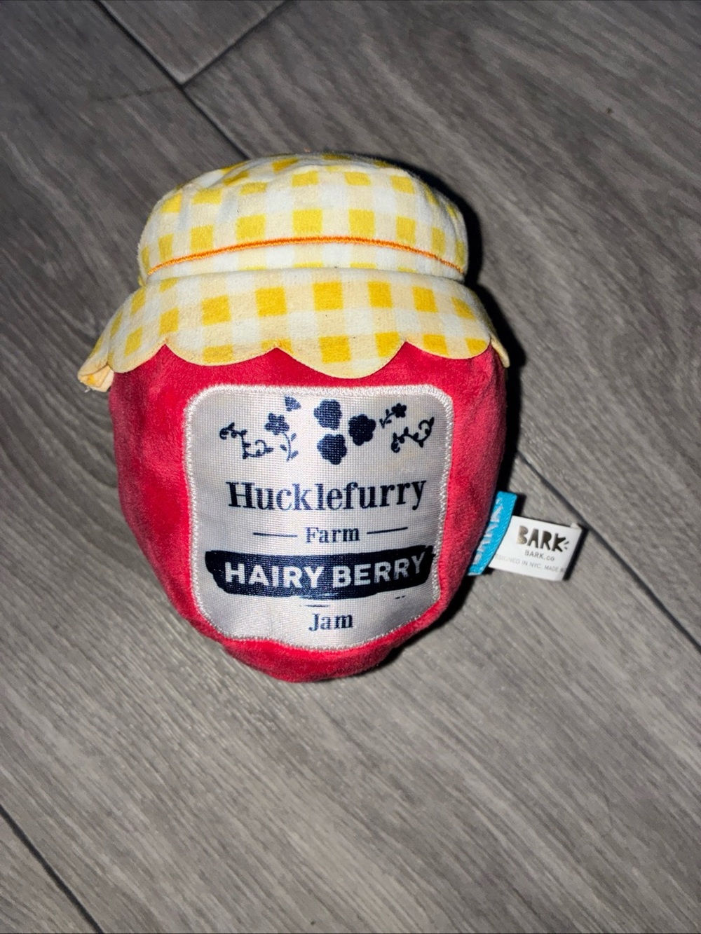 Bark Plush Jam Jar Toy - Red & Yellow Gingham
